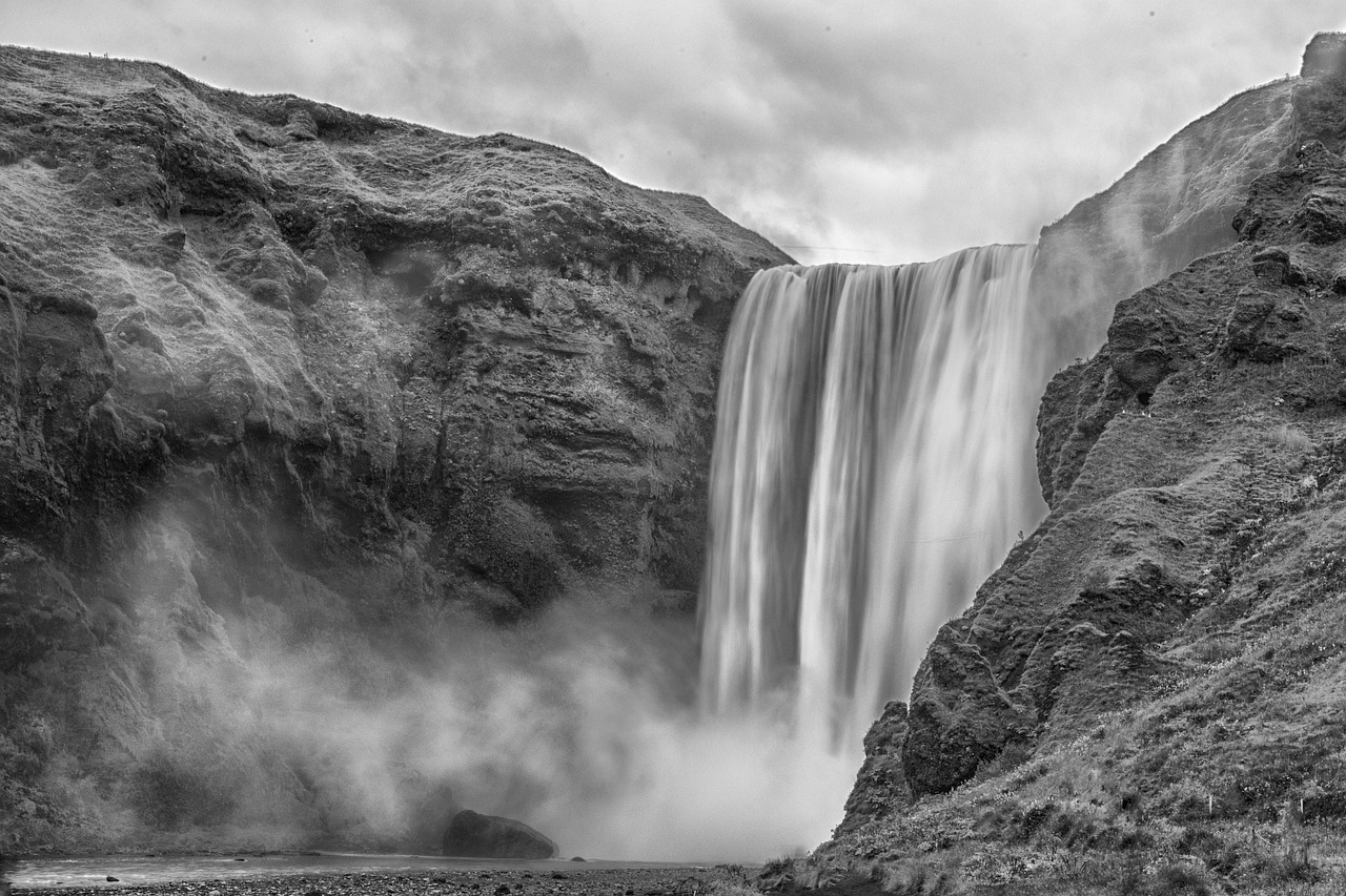 waterfall, travel, landscape, iceland, water, gray travel, nature, gray waterfall